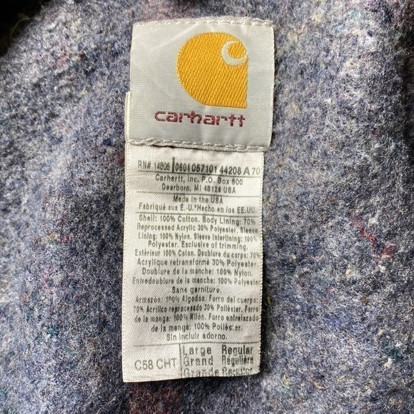 Vintage Carhartt C58 CHT Brown Blanket Lined Chore Barn Jacket Size Large - Picture 4 of 10